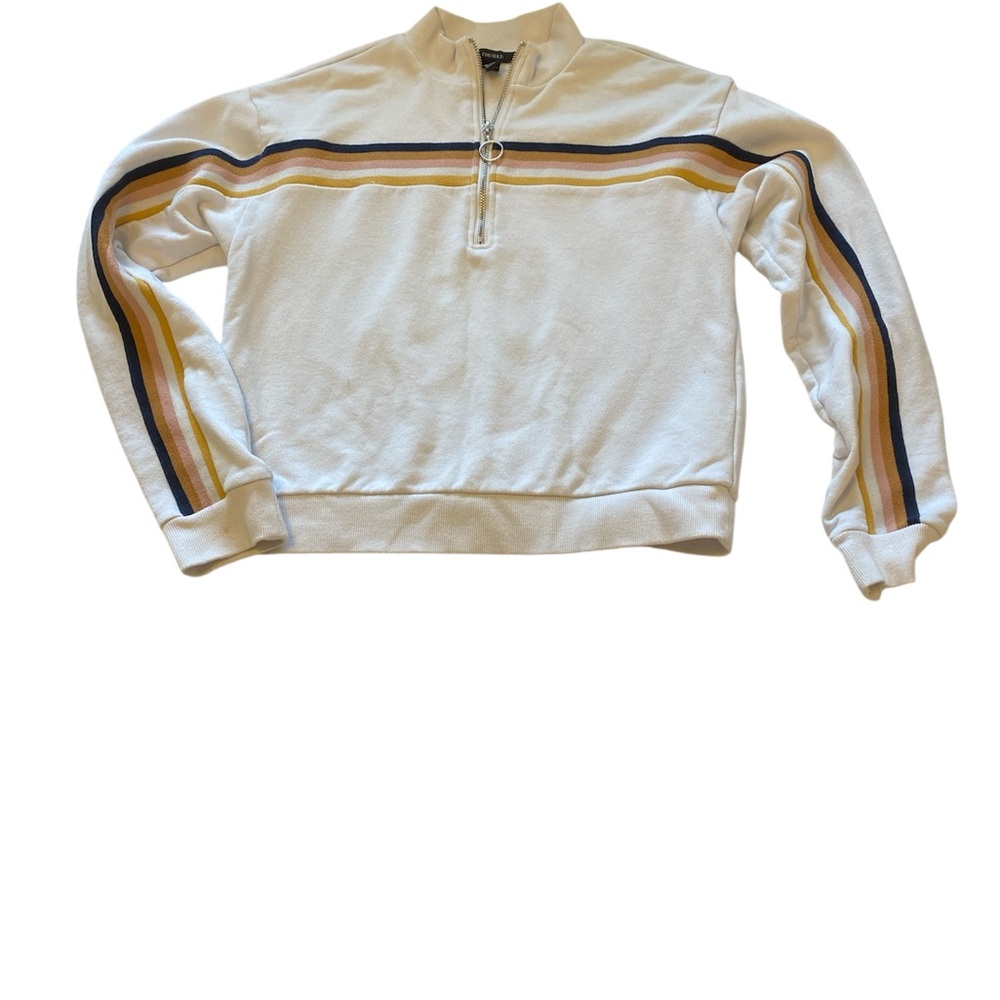 Forever 21 Cream and Yellow Zip Up Top 90s retro | L